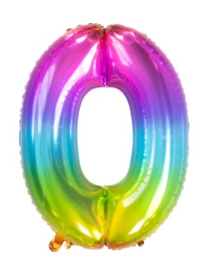 Folienballon bunt Zahl 0 L Farbe: bunt