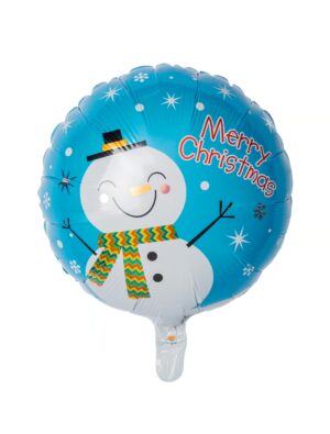Folienballon rund Schneemann S Farbe: blau/weiß