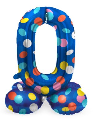 Folienballon stehend Dots Zahl 0 Farbe: bunt