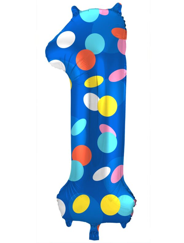 Folienballon stehend Dots Zahl 1 Farbe: bunt