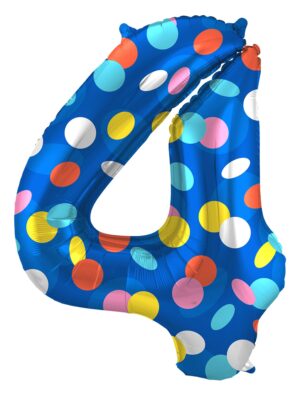 Folienballon stehend Dots Zahl 4 Farbe: bunt