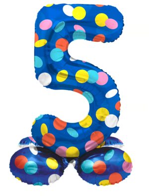 Folienballon stehend Dots Zahl 5 Farbe: bunt