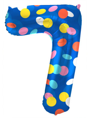 Folienballon stehend Dots Zahl 7 Farbe: bunt