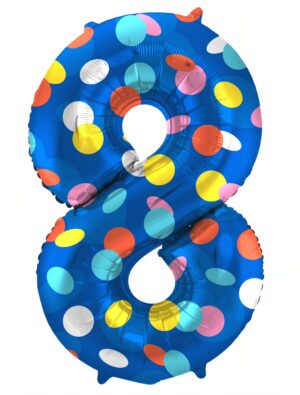 Folienballon stehend Dots Zahl 8 Farbe: bunt