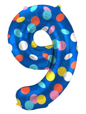 Folienballon stehend Dots Zahl 9 Farbe: bunt
