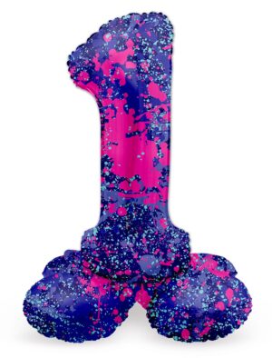 Folienballon stehend Splash Zahl 1 Farbe: lila