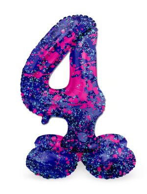 Folienballon stehend Splash Zahl 4 Farbe: lila