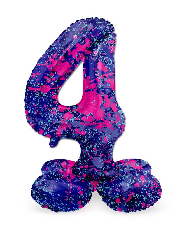 Folienballon stehend Splash Zahl 4 Farbe: lila