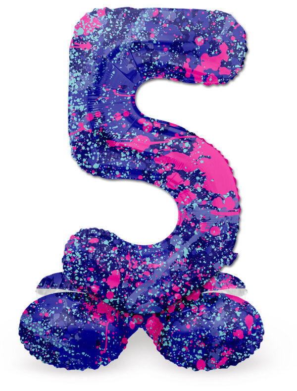 Folienballon stehend Splash Zahl 5 Farbe: lila