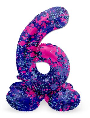 Folienballon stehend Splash Zahl 6 Farbe: lila