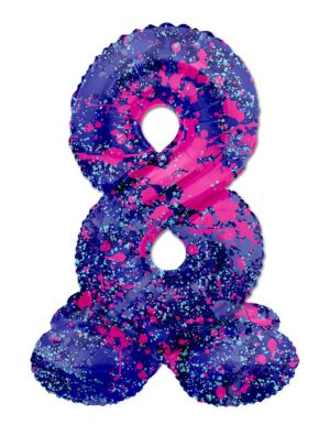 Folienballon stehend Splash Zahl 8 Farbe: lila
