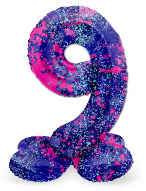 Folienballon stehend Splash Zahl 9 Farbe: lila