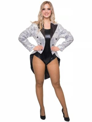 Frack Pailletten Damen silber S
