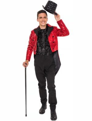 Frack Pailletten Herren rot M