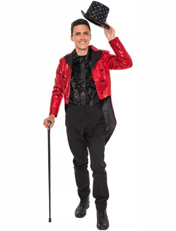 Frack Pailletten Herren rot M