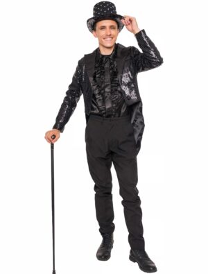 Frack Pailletten Herren schwarz S
