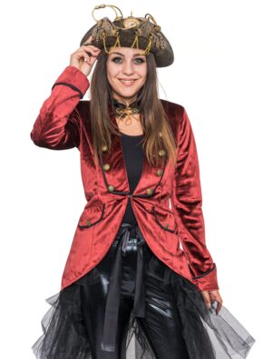 Frack Steampunk Damen Samt rot M