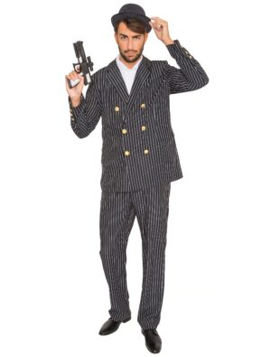 Gangster mit Nadelstreifen 2-tlg. Herren schwarz 4XL