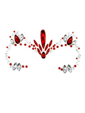 Gesichtsstrasssteine Elegant rot/silber Schminke für Karneval & Fasching