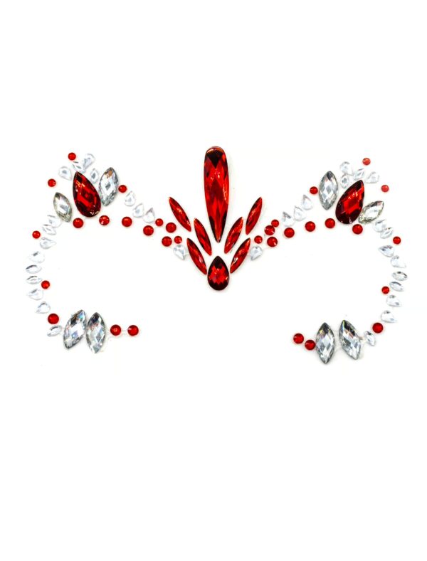 Gesichtsstrasssteine Elegant rot/silber Schminke für Karneval & Fasching