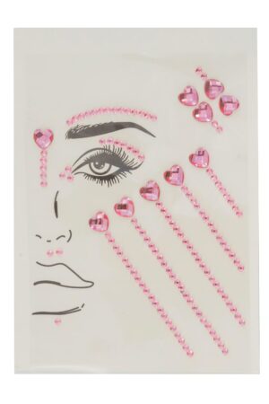 Gesichtsstrasssteine Herzen und Punkte pink Schminke für Karneval & Fasching