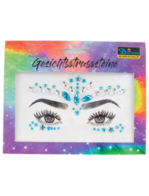 Gesichtsstrasssteine Meer weiß/türkis Schminke für Karneval & Fasching