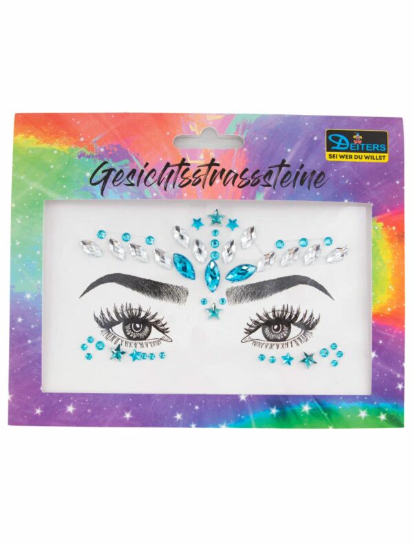 Gesichtsstrasssteine Meer weiß/türkis Schminke für Karneval & Fasching