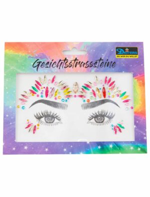 Gesichtsstrasssteine Partygirl bunt Schminke für Karneval & Fasching Farbe: bunt