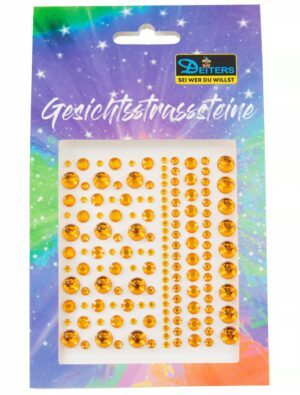 Gesichtsstrasssteine Perlen gold Schminke für Karneval & Fasching