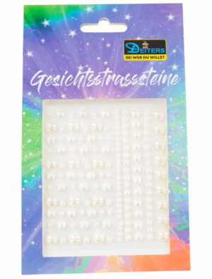 Gesichtsstrasssteine Perlen weiß Schminke für Karneval & Fasching