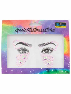 Gesichtsstrasssteine Schmetterling rosa Schminke für Karneval & Fasching