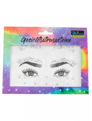 Gesichtsstrasssteine Schneeengel weiß/silber Schminke für Karneval & Fasching