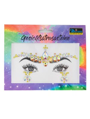 Gesichtsstrasssteine Sonnenuntergang gelb Schminke für Karneval & Fasching