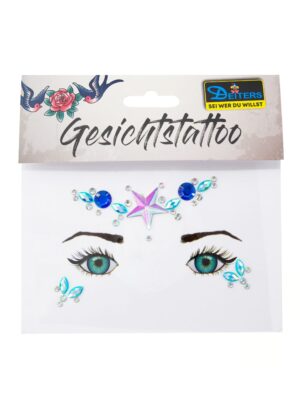 Gesichtsstrasssteine Stern blau/silber Schminke für Karneval & Fasching