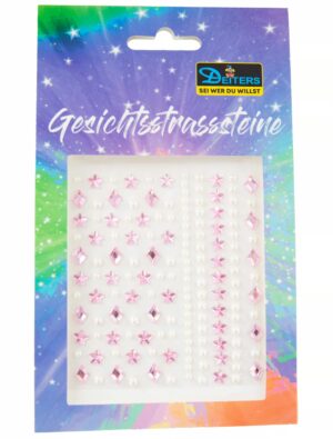 Gesichtsstrasssteine Sterne rosa Schminke für Karneval & Fasching