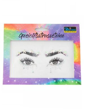 Gesichtsstrasssteine Sterne silber Schminke für Karneval & Fasching