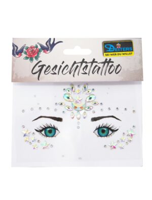 Gesichtsstrasssteine Sterne und Tropfen silber Schminke für Karneval & Fasching