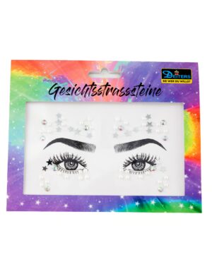 Gesichtsstrasssteine Sternenhimmel weiß Schminke für Karneval & Fasching