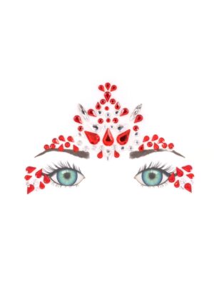 Gesichtsstrasssteine Tränen rot/silber Schminke für Karneval & Fasching