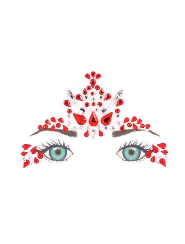 Gesichtsstrasssteine Tränen rot/silber Schminke für Karneval & Fasching