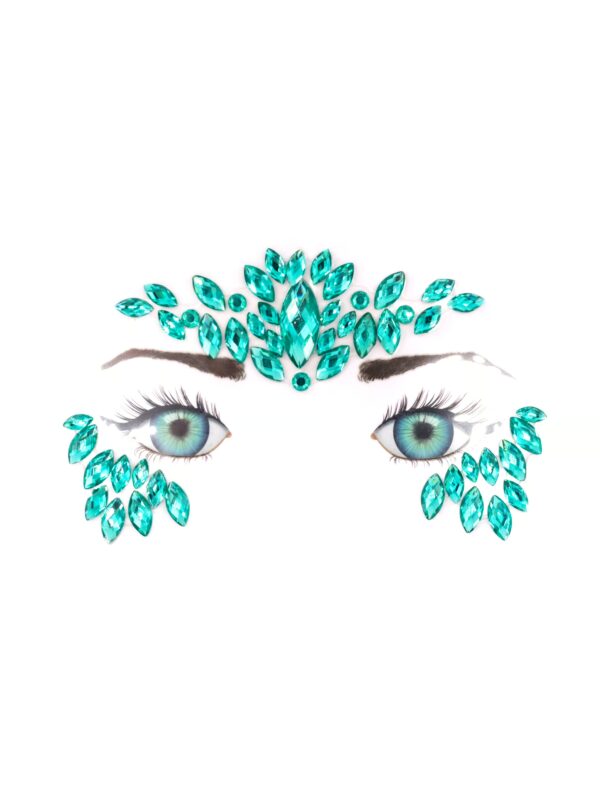 Gesichtsstrasssteine Tränen türkis Schminke für Karneval & Fasching