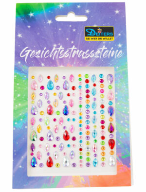 Gesichtsstrasssteine Tropfen bunt Schminke für Karneval & Fasching Farbe: bunt