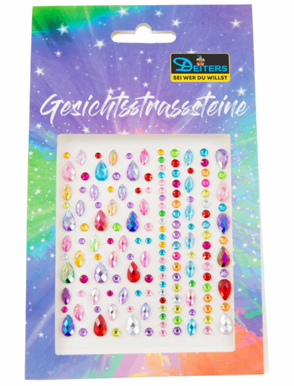 Gesichtsstrasssteine Tropfen bunt Schminke für Karneval & Fasching Farbe: bunt