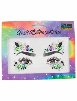 Gesichtsstrasssteine Waldelfe grün/schwarz Schminke für Karneval & Fasching