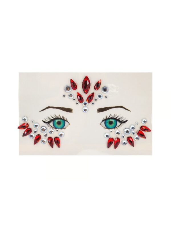 Gesichtsstrasssteine rot/silber Schminke für Karneval & Fasching