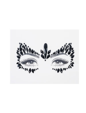 Gesichtsstrasssteine schwarz Schminke für Karneval & Fasching