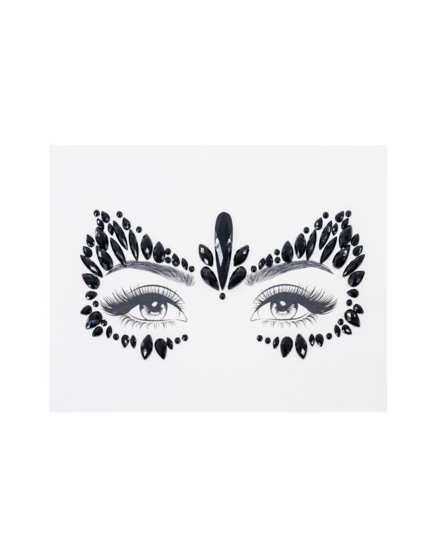 Gesichtsstrasssteine schwarz Schminke für Karneval & Fasching