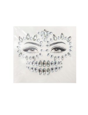 Gesichtsstrasssteine silber Schminke für Karneval & Fasching