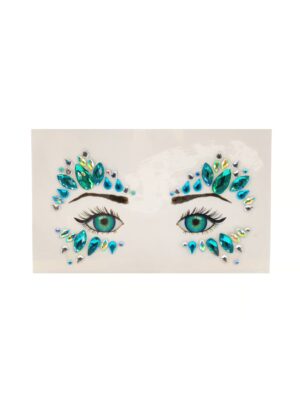 Gesichtsstrasssteine türkis Schminke für Karneval & Fasching