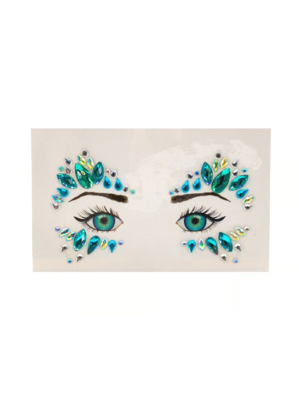 Gesichtsstrasssteine türkis Schminke für Karneval & Fasching